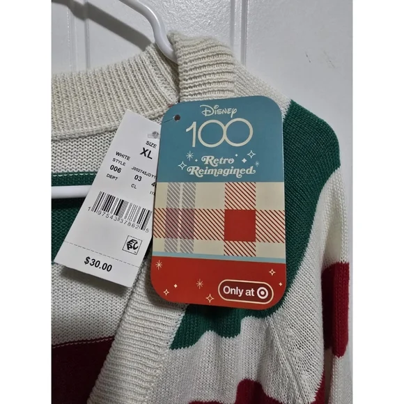 Disney 100 Years Womens MICKEY striped Sweater Cardigan XL New NWT Button Up - Picture 3 of 5